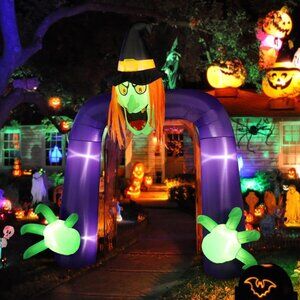 Halloween Inflatable Archway 10ft Arch Inflatable Witch Blow up Yard Decorations